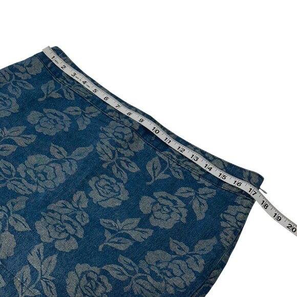 Abercrombie & Fitch Womens Metalic Floral Blue Denim Mini Skirt SZ 10 Lined - Picture 5 of 15